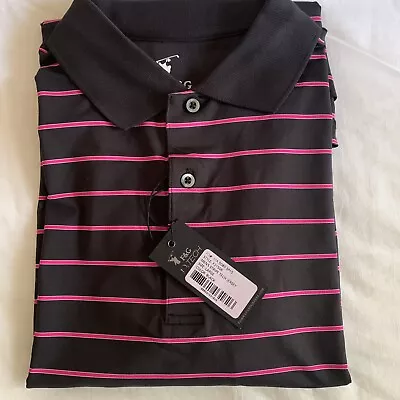 F&G Tech Men Jersey Polo Golf Red Black Striped Men Sz LG Fairway & Greene • $28