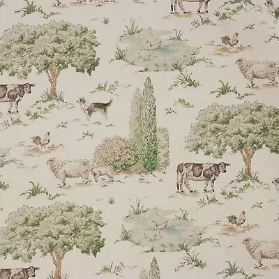 Farmyard Friends Fabric | Farm | Watercolour | Country Curtain Blinds Upholstery • £1.79