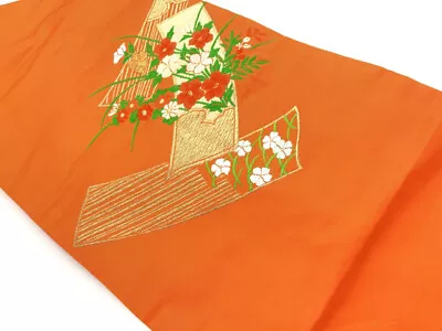 42830# Japanese Kimono / Vintage Nagoya Obi / Woven Flowers • $1