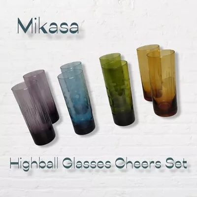 Mikasa Highball Glasses Colorful Cheers Set Of 8 Glasses • $60