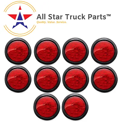 4  Inch Red 12 LED Round Stop/Turn/Tail Truck Light With Grommet & Wiring-Qty 10 • $74.50