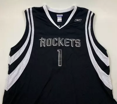 Vintage NBA Houston Rockets Reebok Tracy McGrady #1 Black & White Jersey Men's L • $29.99