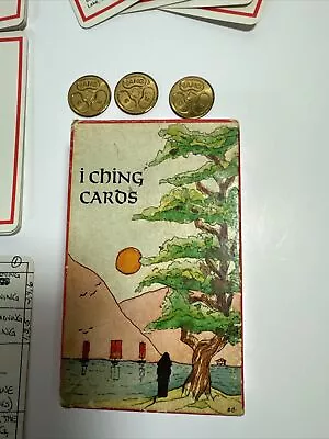 VINTAGE 1971 AGMULLER I CHING CARD DECK SET MADE IN SWITZERLAND W/ COINS & Book • $45