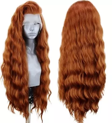 Women Lace Front Wigs Long Wavy Copper Red Heat Resistant Synthetic Hair • $23.99