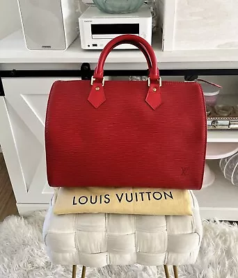 AUTHENTIC Louis Vuitton Epi Speedy 30 Red Satchel/Bag • $600