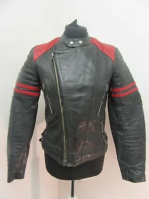 $84.94 • Buy VINTAGE 80's STCHRISTOPHE LEATHER PERFECTO MOTORCYCLE JACKET SIZE XS PUNK STYLE