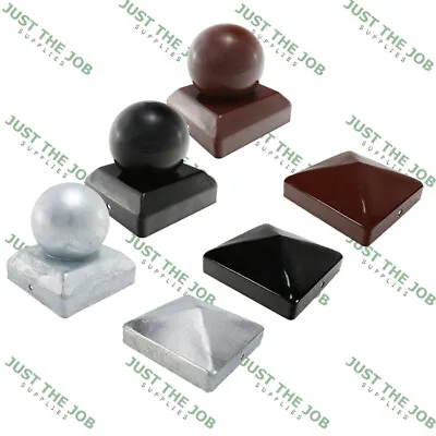 METAL FENCE POST CAPS | Oxide Red / Galvanised / Black | ALL SIZES 50 75 100mm • £1.92