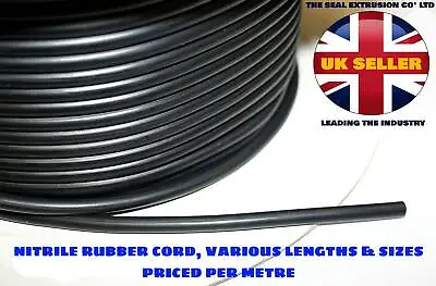 Solid Nitrile Rubber Cord - Black O Ring - Anti Oil Seal Gasket Dia 1.5mm - 13mm • £3.25