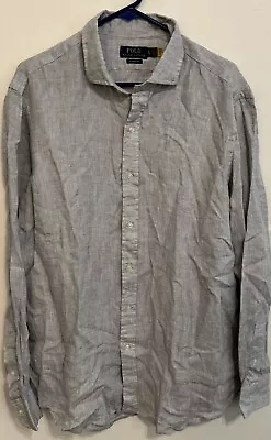 Polo Ralph Lauren Classic Fit 100% Linen Button Down Shirt Long Sleeve Mens XL • $34.99