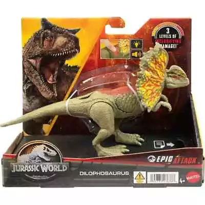 🦖Jurassic World EPIC ATTACK DILOPHOSAURUS Dinosaur Action Figure Toy New In Box • $14.95