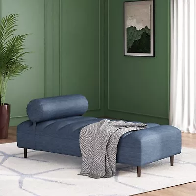 Holmwood Mid Century Modern Fabric Tufted Chaise Lounge With Bolster Pillow • $396.33