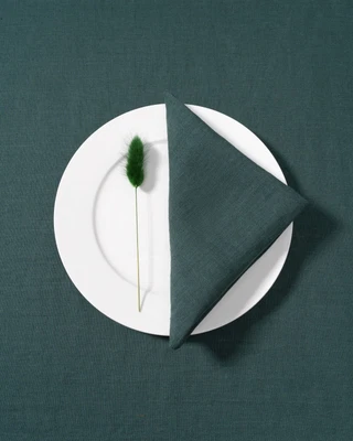 £7 • Buy Green Linen Napkins, Cloth Napkins Set Of 2, 6, 8 Pcs, Bulk, Christmas Napkins