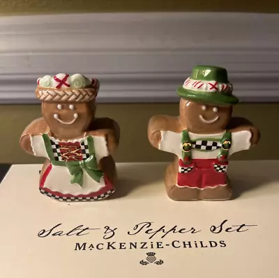 MacKenzie Childs Candy Cottage GINGERBREAD Salt & Pepper Shaker Set New Box • $40