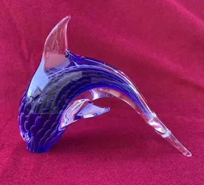 Vintage MURANO Glass Fish Blue Dolphin Paperweight • $35