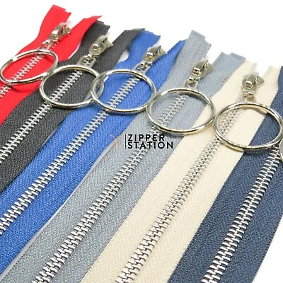 Metal Zips Open End #5 Silver - No5 Weight Zipper With O Ring Puller • £4.40