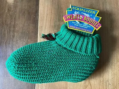 Vtg Christmas Socks Booties Ladies Sweater Knit Green Holiday Equalizer 90s • $15.99