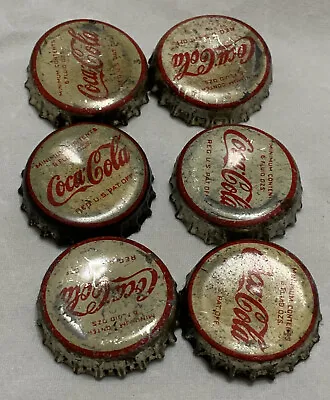 Vintage Coca-Cola Soda Bottle Caps Lot Of 6  Cork Lined  1960’s Used • $3.48