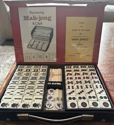 Vintage Gibsons 144 Tile Mah Jongg Game Set In Black & Red Case 1970s? • £49.99