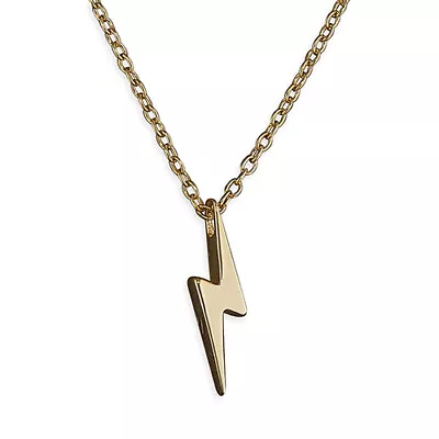 925 Sterling Silver Gold Lightning Bolt Bar Necklace Pendant 14ct Finish • £15.65