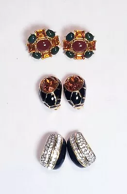 3 Piece Joan Rivers Crystal Accent Mixed Style Clip-On Earring Lot • $0.99