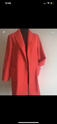 Massimo Dutti Red Wool Blend Coat UK10 EU8 US6 Designer Suit Officewear • £45