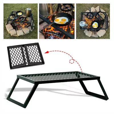 Fire Pit Cooking Grate BBQ Rack Folding Campfire Grill Griddle Plate W/Legs  • $31