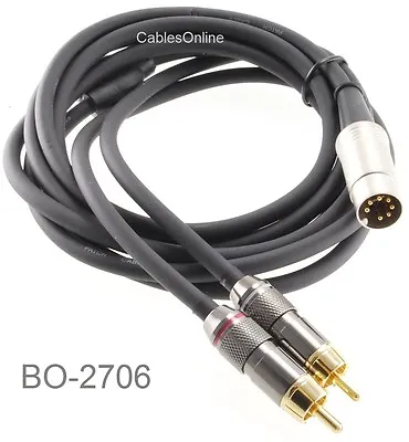 6ft 7-Pin DIN Plug To 2-RCA Plug Premium Grade Audio Cable BO-2706 • $25.95