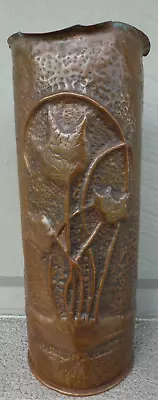Mission Arts & Crafts Hammered Copper Cylindrical Vase Floral Hand Tooled • $125