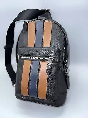 COACH West Pack Varsity Stripe Leather Crossbody Sling Backpack 3180 • $128