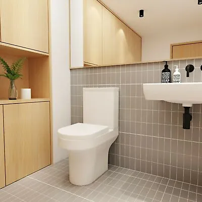 £154.99 • Buy Modern White Rimless Ceramic Round Toilet Bathroom Pan Cistern & Soft Close Seat