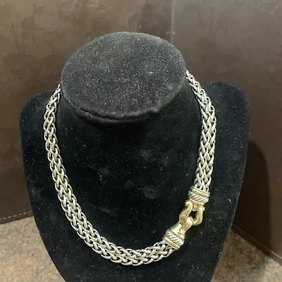 David Yurman Buckle Necklace Double Wheat Chain 16”Sterling Silver & 14K Gold(a) • $799.99