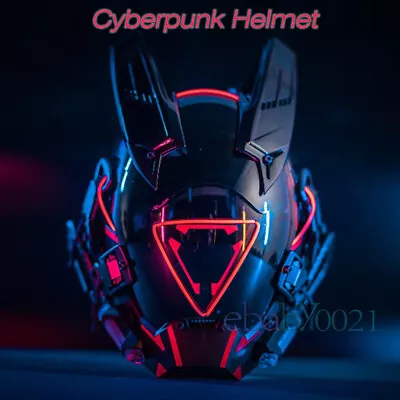 $136.08 • Buy Cyberpunk Helmet Glowing Mask Halloween Futuristic Helmet With LED
