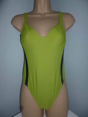 NATURANA Underwired Ladies Swimsuit Size 8 10 Bust 32  Green Blue Swimwear • £2.99