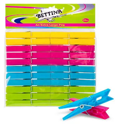 Pack Of 22 Jumbo Plastic Bettina Pegs - Clothes/laundry Washing Line Pegs  • £3.39