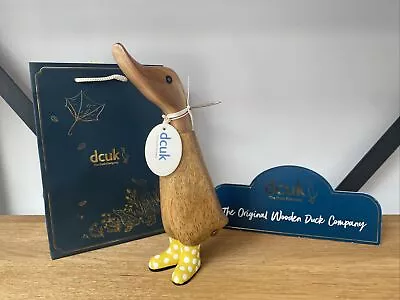 £15 • Buy DCUK The Original Wooden Duck Company Yellow Spotty Polka Dot Wellies - ‘Finlay’