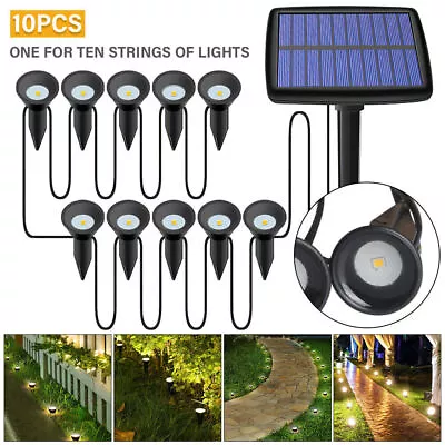 Solar Powered 10 LED Spot Lights Outdoor Landscape Garden Spot Light Lamp UK • £14.59