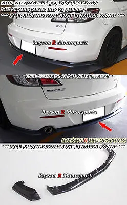 $124.99 • Buy Fits 10-12 Mazda 3 4dr Sedan MS Style Rear Bumper Lip (Single Exhaust) - ABS