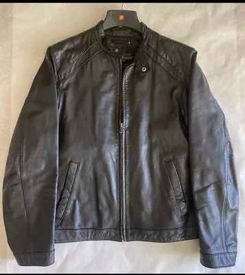 Wilson Leather Men’s Black Moto Jacket Motorcycle Large • $50