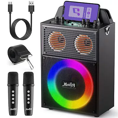 Moukey MPS4 Singing Machine Karaoke Portable Bluetooth Speaker Wireless Mic TWS • $42.99