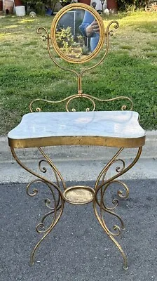 Vintage MidCentury Italian Tole Gold Gilt Marble Vanity Wash Stand Local Pick Up • $450