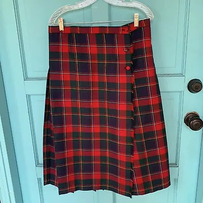 Vintage BONDA 100% Wool Tartan - Red Plaid Skirt Kilt - Made In Canada - Size 12 • $15.99