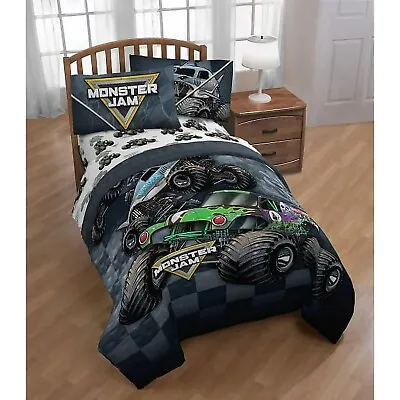 Monster Jam Trucking Sheets And Comforter Set Twin 5pc Teen Kid's Bedding • $110.77