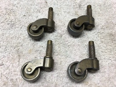 $38 • Buy Vintage Swivel Casters 3/4  Solid Brass Wheel And Brass Cast Frame Set Of 4