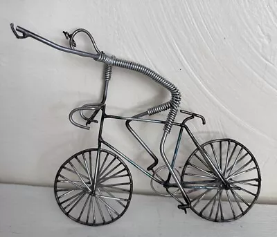 Art Deco Bicycle Bike Metal Wire Handmade Novelty Sculpture Figurine Vintage • $79.99