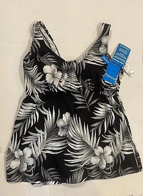 NWT Maxine Of Hollywood Skirted One Piece Swim Suit Dress Womens Plus 20W Black • $39.99