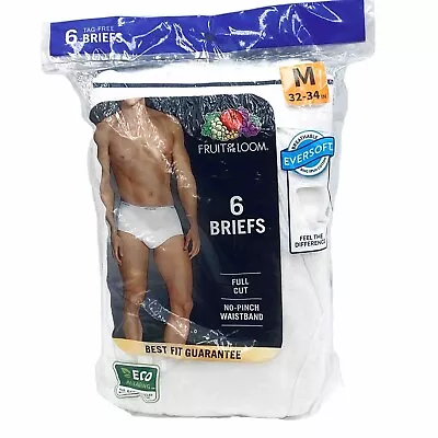 New Fruit Of The Loom Men's Eversoft White Briefs Full Cut Men's Size M 32 - 34 • $12.99