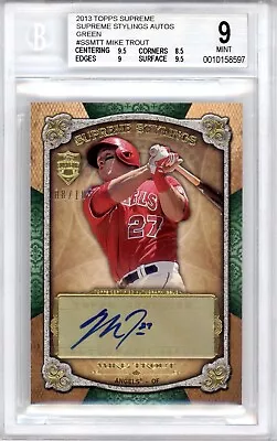 Mike Trout Bgs 9 2013 Topps Supreme Stylings Baseball Auto Green 08/10 Angels  • $0.99