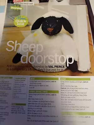 Doorstop KNITTING PATTERN -  SHEEP By Val Pierce • £3