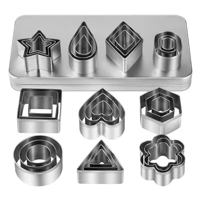 Mini Cookie Cutters Set With Box 30Pcs Small Stainless Steel Flower Square H... • $10.75