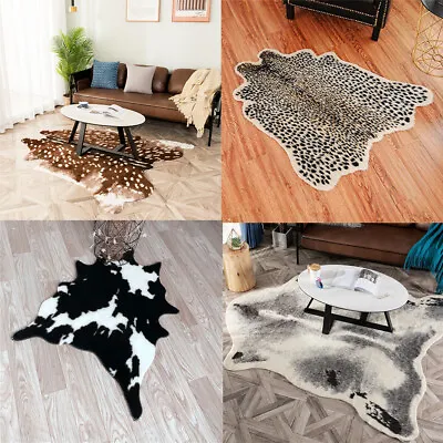 Deer Leopard Cow Print Mats Animal Pattern Faux Fur Rugs Cow Hide Soft Carpet AU • $113.99